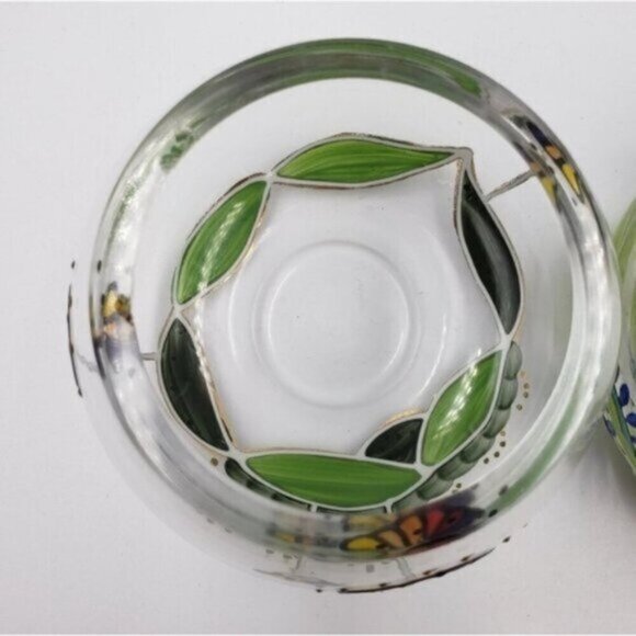 Nagel Glass Votive Candle Holders Hand Painted Colorful Heavy Glass Floral Two - Picture 5 of 15